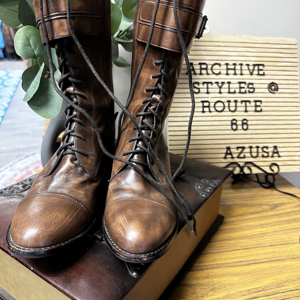 Cole Haan Nike Brown Lace-Up Leather Boots